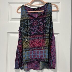 Karma Highway Women's One Size Sleeveless Top 100% viscose Floral NWOT Navy Pink